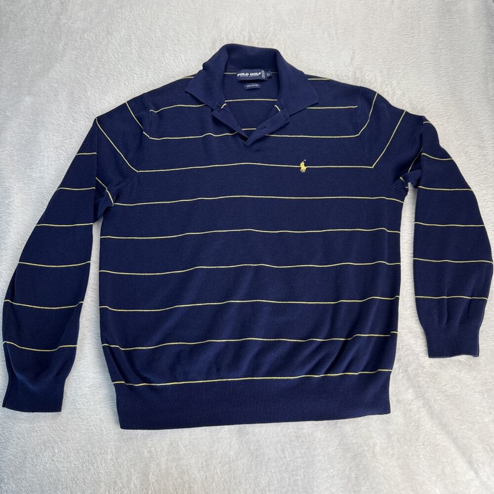 Polo Golf Ralph Lauren Men L Pullover Sweater Blue/ Yellow Striped